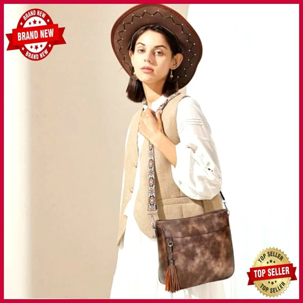 Vegan Leather Crossbody Bag Set with Adjustable Straps, Large Capacity